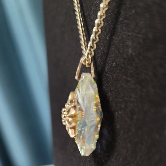 VINTAGE aurora crystal Germany sun necklace rare - Picture 8 of 15